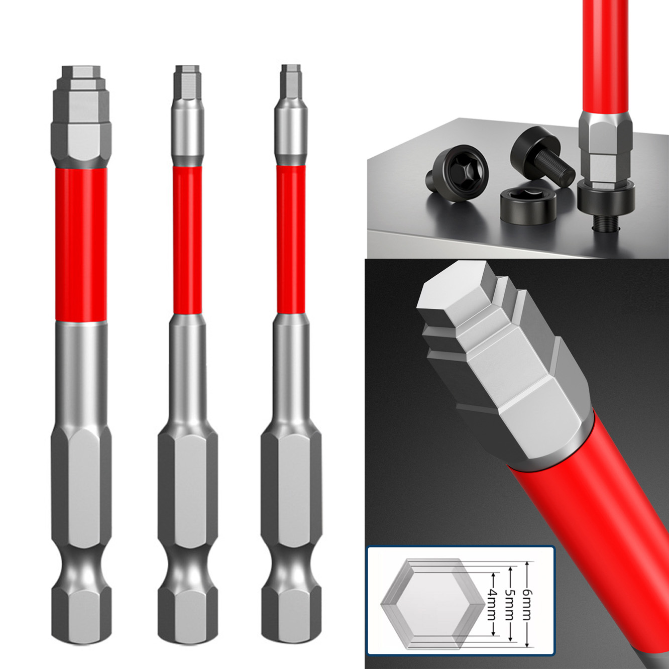 Power Tools Red - Red S3 Titanium Plated Hex Screwdriver