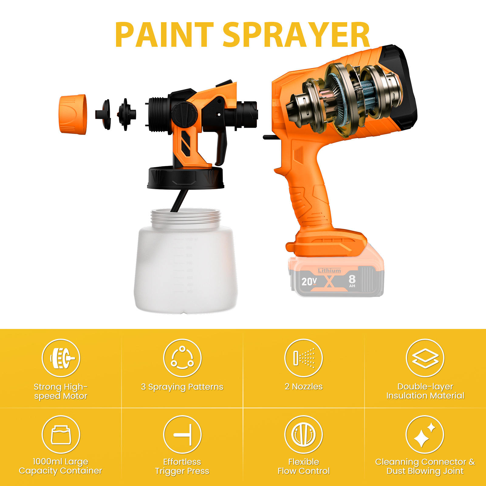 1000ML Electric Spray Gun For  - Power Tools For Windows review and price